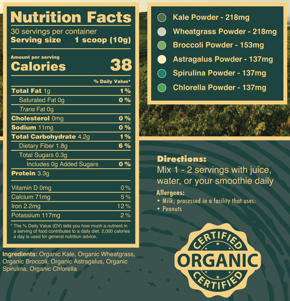 Organic Greens Powder Superfood Pure Choice Farms