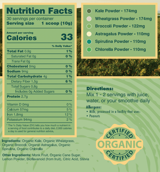 Sweet Organic Powdered Superfood Greens - Pure Choice Farms
