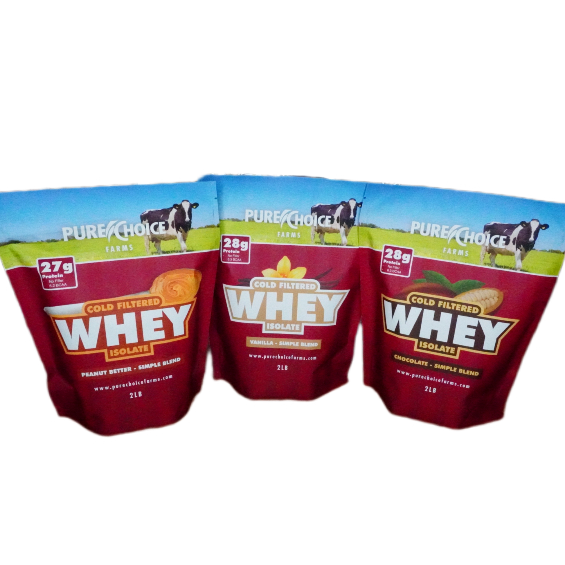 3 Flavor Whey Protein Isolate Combos - Pure Choice Farms
