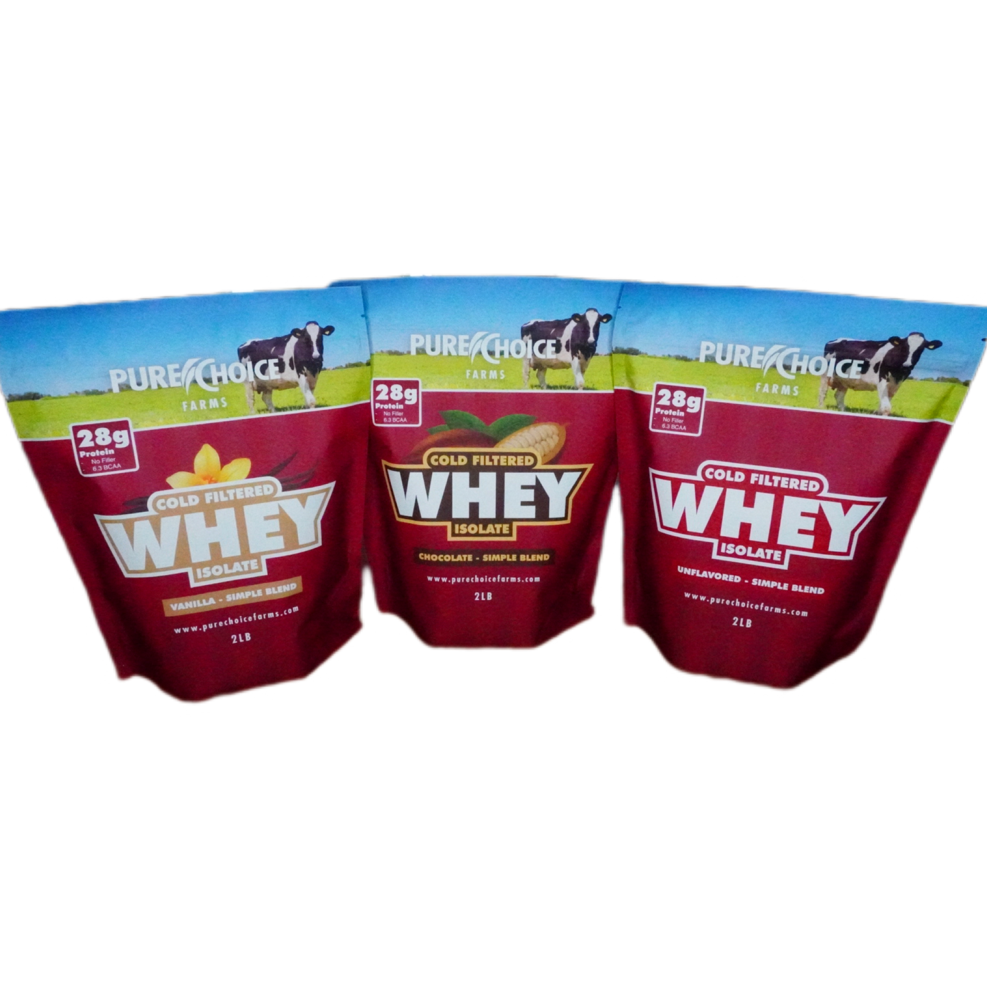 3 Flavor Whey Protein Isolate Combos - Pure Choice Farms
