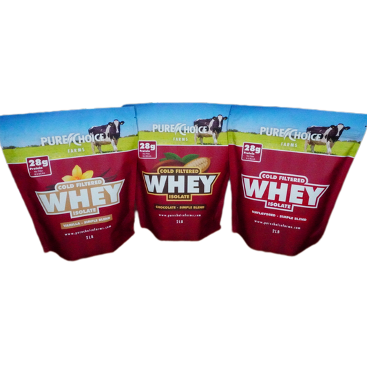 3 Flavor Whey Protein Isolate Combos - Pure Choice Farms