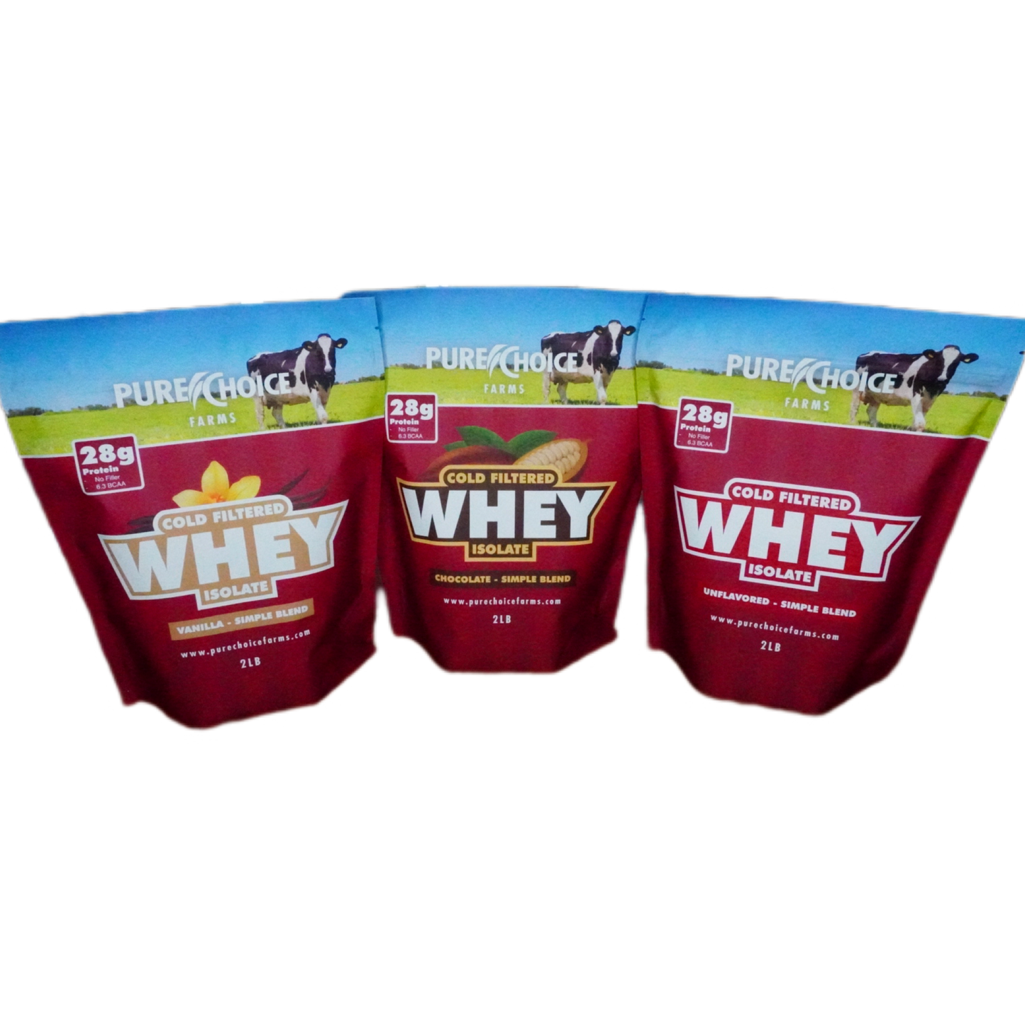 3 Flavor Whey Protein Isolate Combos - Pure Choice Farms