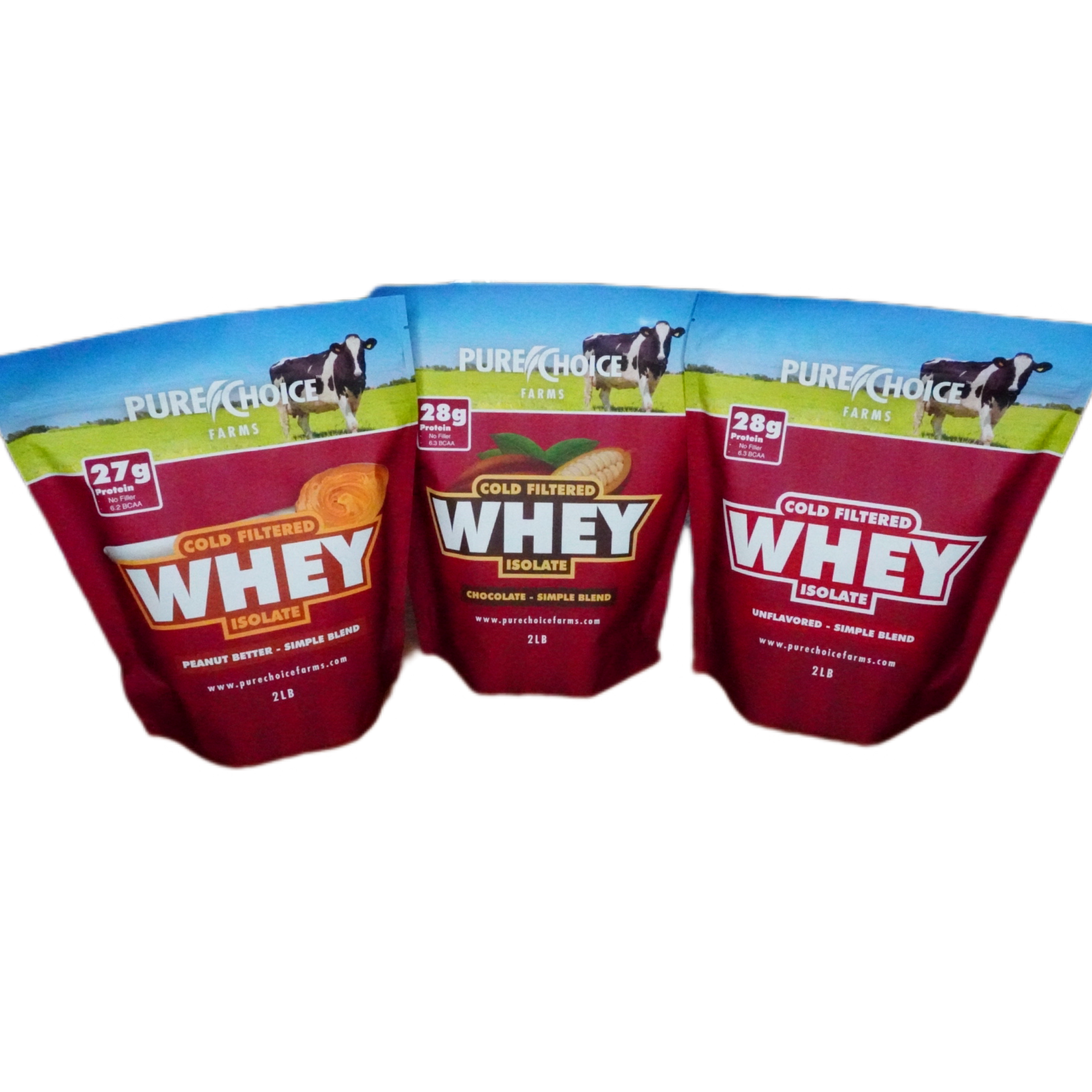 3 Flavor Whey Protein Isolate Combos - Pure Choice Farms