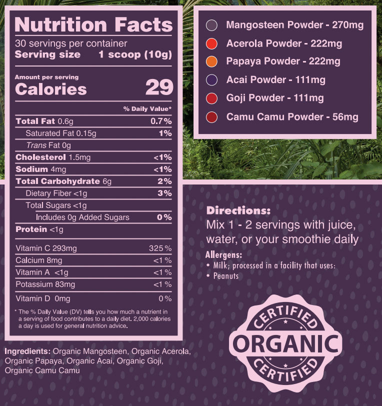 
                  
                    Organic Tropical Antioxidant Fruit Blend
                  
                
